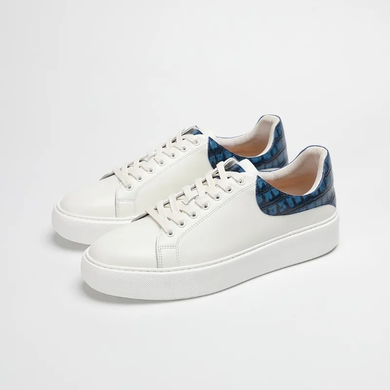 Autumn New Men's Shoes First Layer Cowhide Casual Board Breathable Versatile Leather British Little White Platform Sneakers
