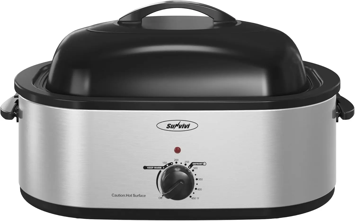 

20-Quart Electric Roaster Oven with Self-Basting Lid, Defrost/Warm Function, Removable Pan & Rack, Stainless Steel Silver