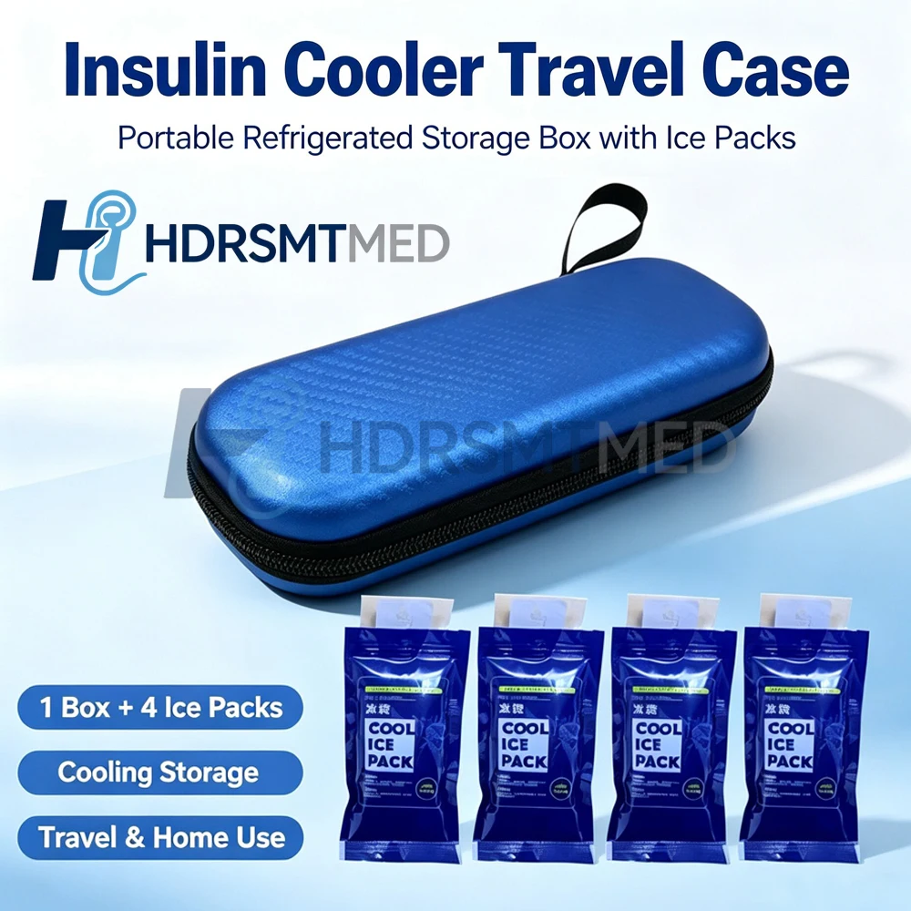 50PCS Insulin Cooling Bag with 200 Ice Packs Diabetic Pill Protector PU Waterproof Thermal Insulated Medical Cooler Portable