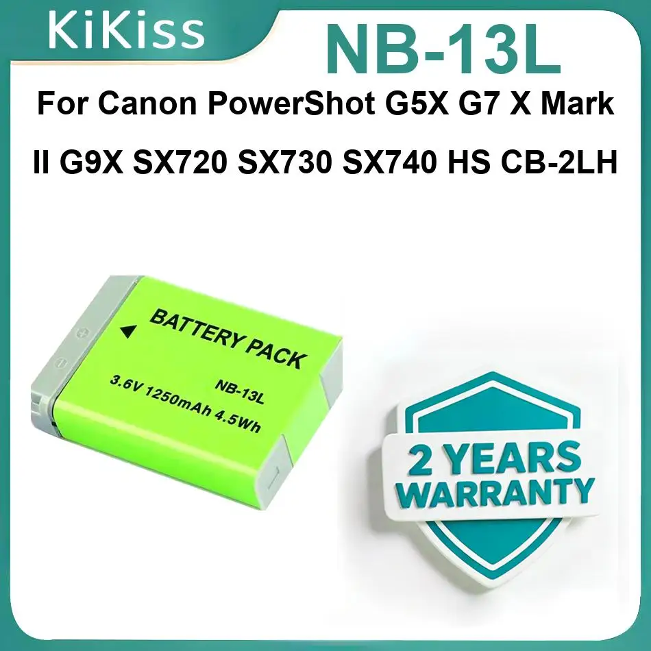 

Высокопрочные аккумуляторы NB-13L для Canon Powershot G5X, G7 X Mark II, G9X, SX720, SX730, SX740 HS, CB-2LH