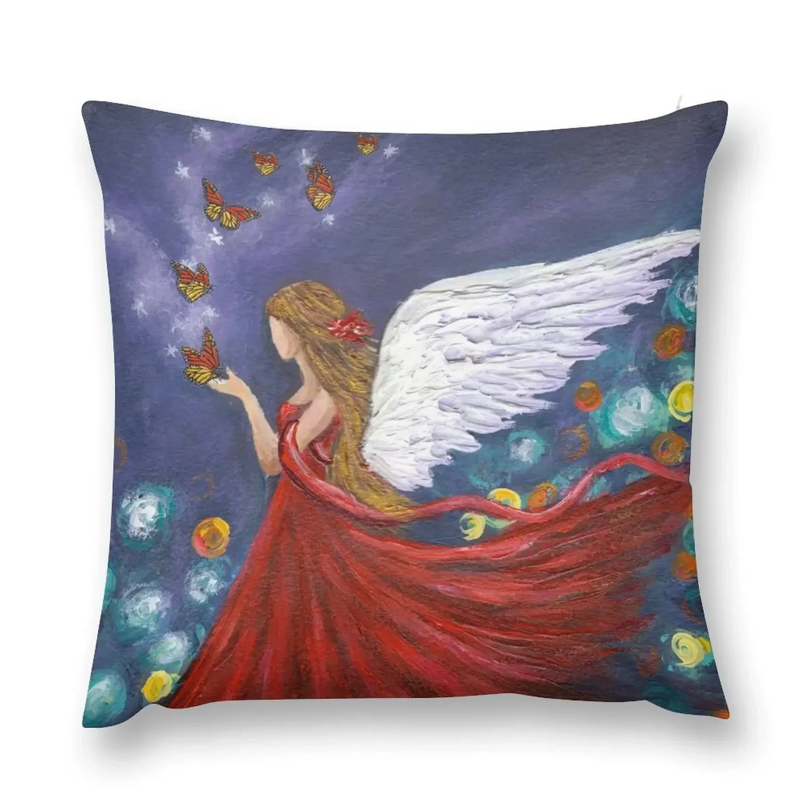 

Guardian Angel and Butterflies Throw Pillow Elastic Cover For Sofa Throw Pillow pillow