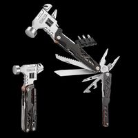 Portable Hammer 14 in 1 Multitool Fold Pliers Adjustable Wrench Integrated Survival Multifunctional Tool Camping