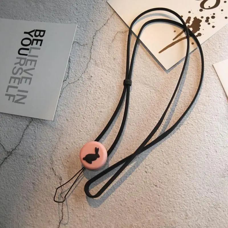 Cute Rabbit  Silicone Mobile Phone Lanyard Wrist Strap Earphone Case Rope Keychain Girls Students