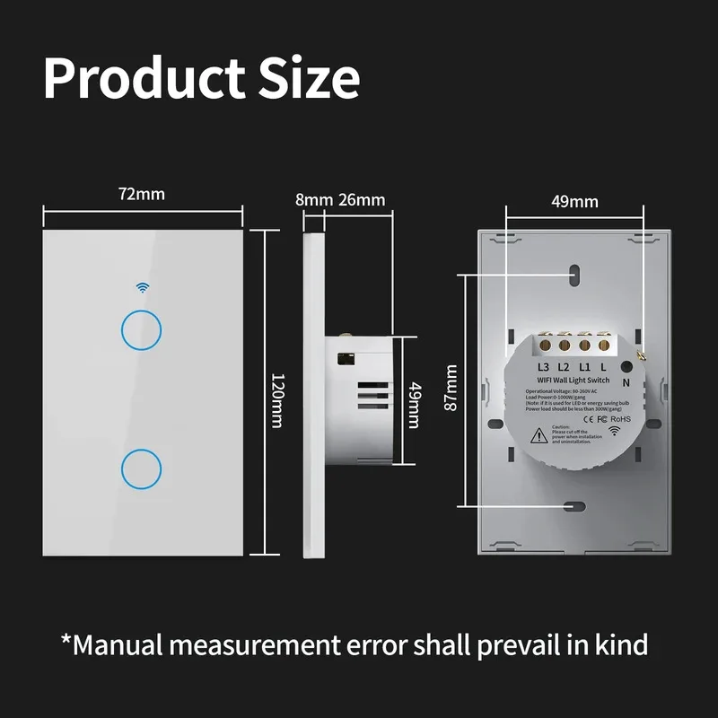 Interruptor de Parede Inteligente Tuya US WiFi ou Zigbee 1/2/3/4 Gang Sensor de Toque com Fio Interruptores de Luz LED Casa Inteligente Alexa Google Home