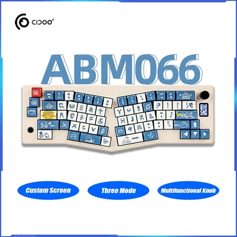 

Cidoo ABM066 Alice Mechanical Keyboard Custom Screen Multifunctional Knob Three Mode RGB Wireless Gaming Keyboard Gasket VIA Mac