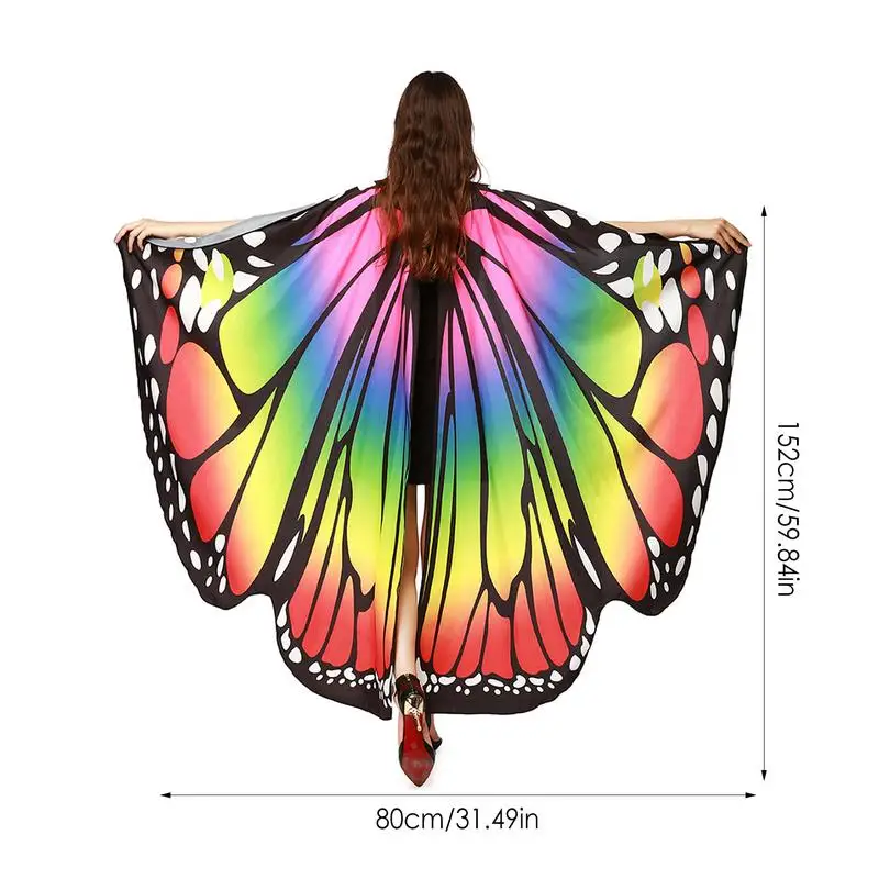 Halloween Butterfly Wings Costume Butterfly Shawl Double Side Printed Fairy Cape Festivals Carnival Cosplay Performance