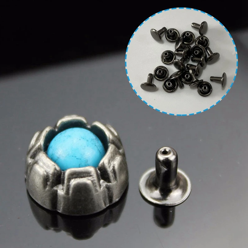 20 Pcs Mini Turquoise Decorative Buckle Leathercraft Rivets DIY Leather Decorative Buckle For DIY Craft Leather Durable Blue