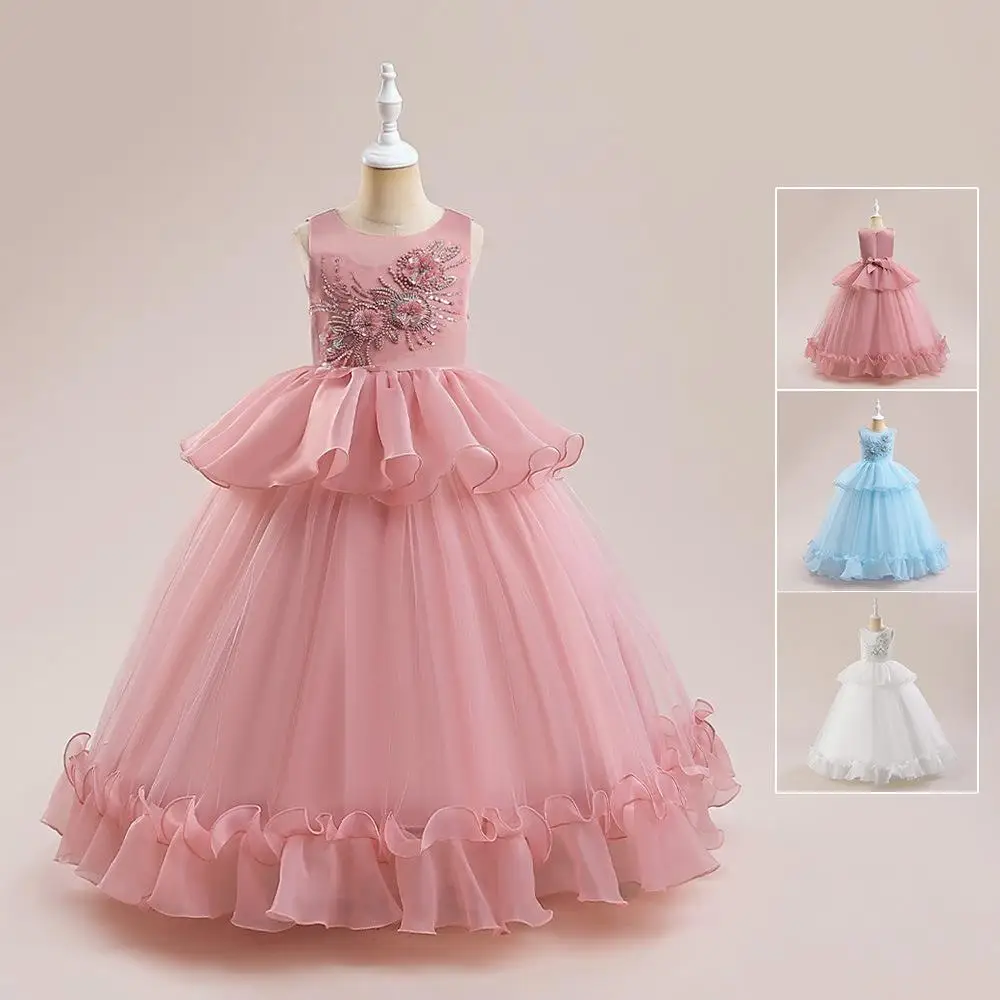 Princ Sle Saia de tule bordada infantil Dr Cross-Border estampa floral Par Dr Girls' Wedding Dr