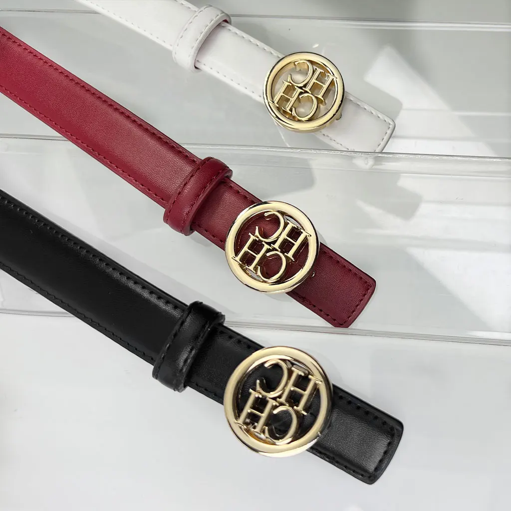 Sabuk Wanita Desain Mewah dengan Gesper Bulat Elegan untuk Jeans dan Gaun, Aksesori Fashion Mewah untuk Wanita