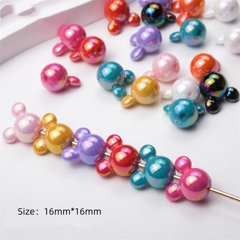 20Pcs Cartoon Colorful Mouse Head Acrylic Beads Bracelet Jewelry Findings Crafts Making DIY Necklace Keychain Pendants Accessory