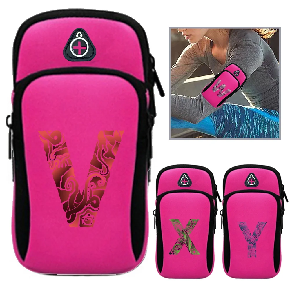 Phone Sundries Storage Bag Sports Bag Engrave Image Letter Series Double Layer Adjustable Bags Cycling Gym Running Phone Bags