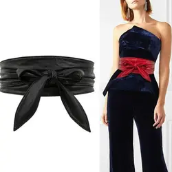 Women Lace Up Belt Fashion Bowknot Belts Longer Wide Bind Waistband Ties Bow Ladies Dress Decoration