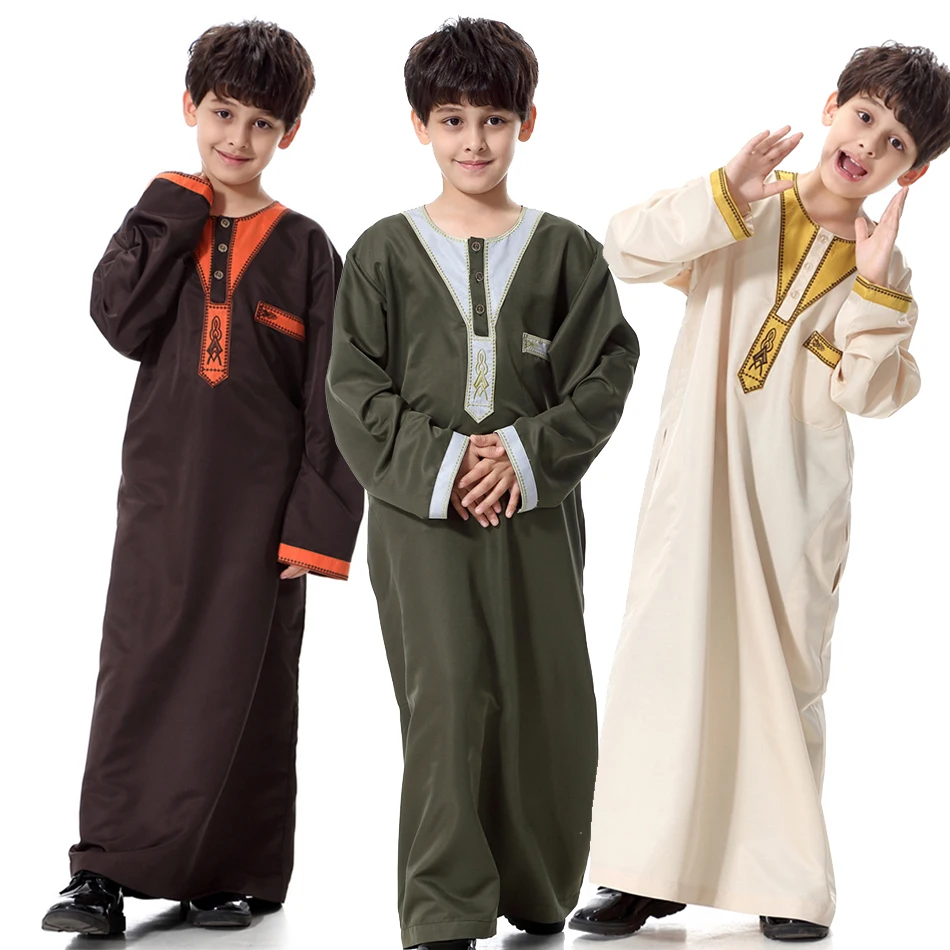 

Teens Clothes Kids 5-12 Years Folk Thawb Children 2023 New Ramadan Outfit Boys Arab National Thobe Summer Muslim Robe