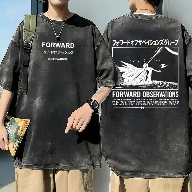 Forward Observations Group Vintage Washed T-shirt Skeleton Graphic T Shirts Men Fashion Oversized T-shirts Male Retro Streetwear