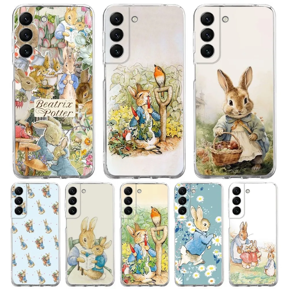 Cute P-Peter Rabbits Phone Case Silicone For Samsung S30,S23,21,22,20 Ultra,S20 FE lite,S10,9,PIus Note20ultra Cover Clear