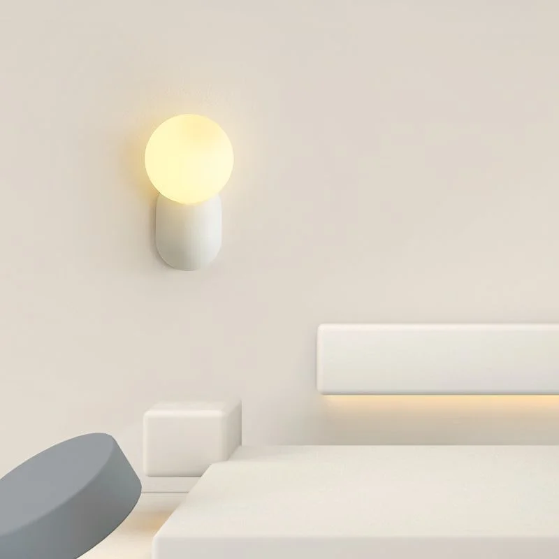 Nordic simplicidade pequena luz de parede quarto lâmpada parede cabeceira do hotel sala estar decorações casa bola creme escurecimento luz led