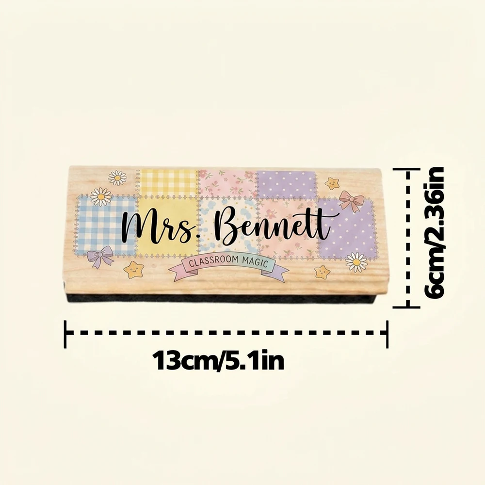 Personalized Custom Name Wooden Chalkboard Eraser,Cute Design,Teacher Appreciation Gift,Back To School Present,Classroom Supplie