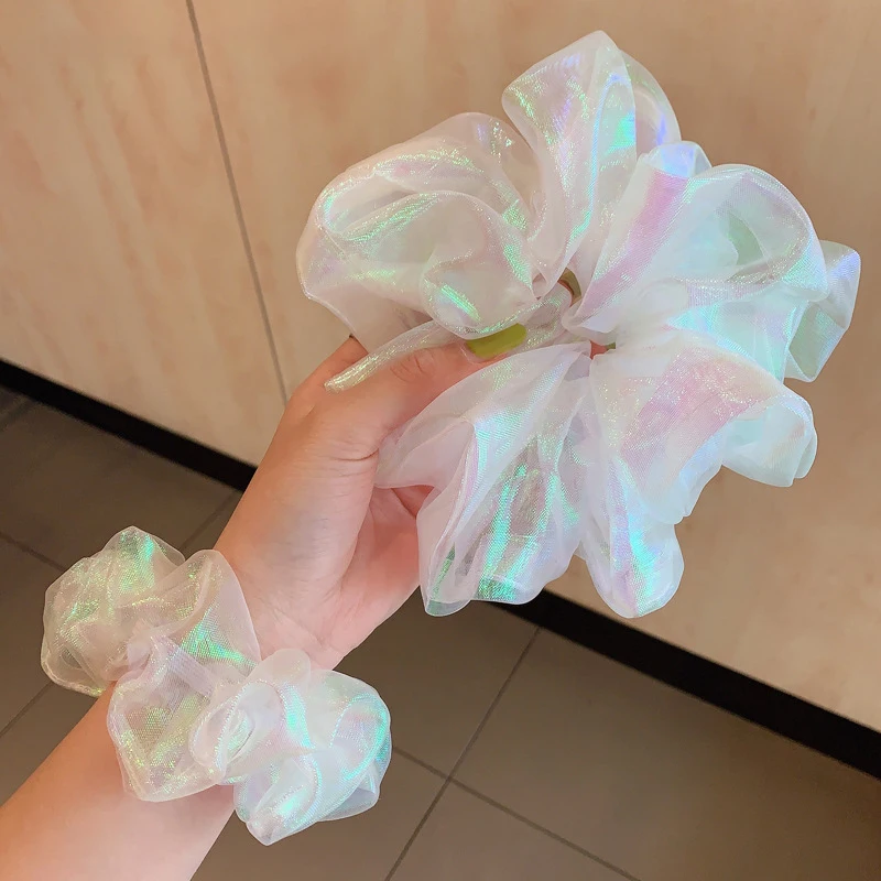 Organza Scrunchies Women Elastic Hair Band Korean Elegant Ponytail Holder Rubber Tie Band Hair Accessories