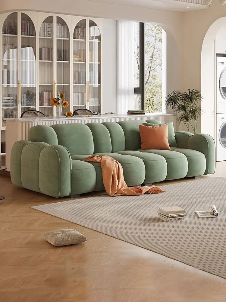 French Cream Wind and Cloud Fabric Sofa Modern Simple Living Room Home Large Sitting Deep Straight Row Baby Fleece Sofa