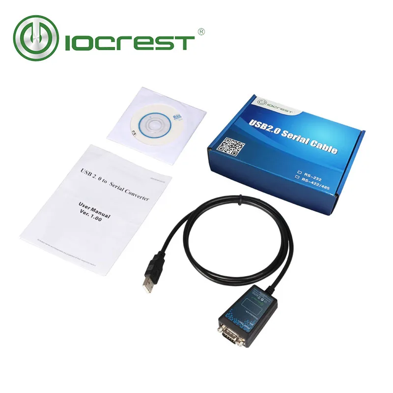 IOCREST 1M USB 2.0 to RS-232 Male (9-Pin) DB9 Serial Cable with FTDI Chipset Support Win10