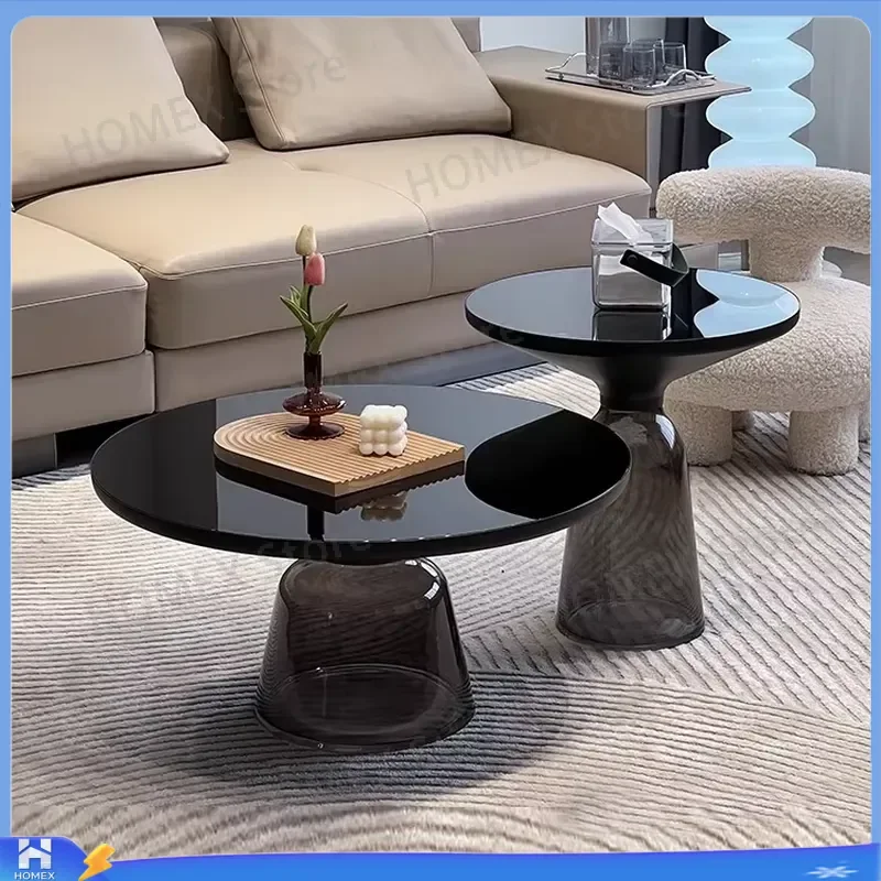Nordic Glass Bell Coffee Table Modern Light Luxury Living Room Center Table Creative Round Side Table for Bedroom Bedside