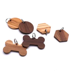 Wholesale 100Pcs Wooden Dog ID Tag Personalized Puppy Cat Nameplate Anti-lost Bone Round Name Tags for Dogs Cats Engraving