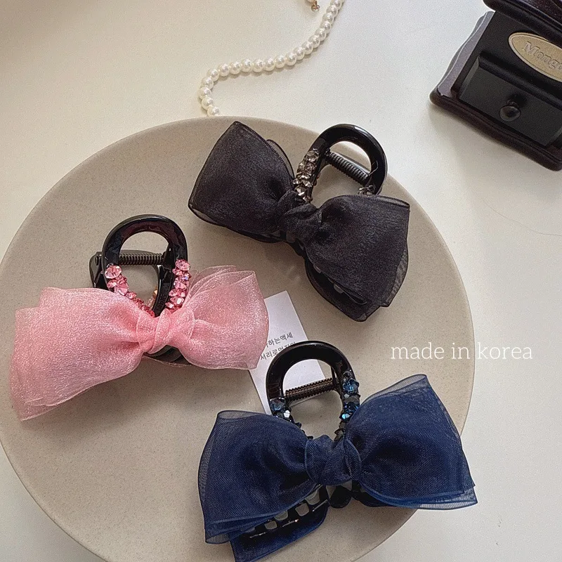 

Netted bow hair clip, ultra-fairy-like girl's high-end hairpin, hair accessory