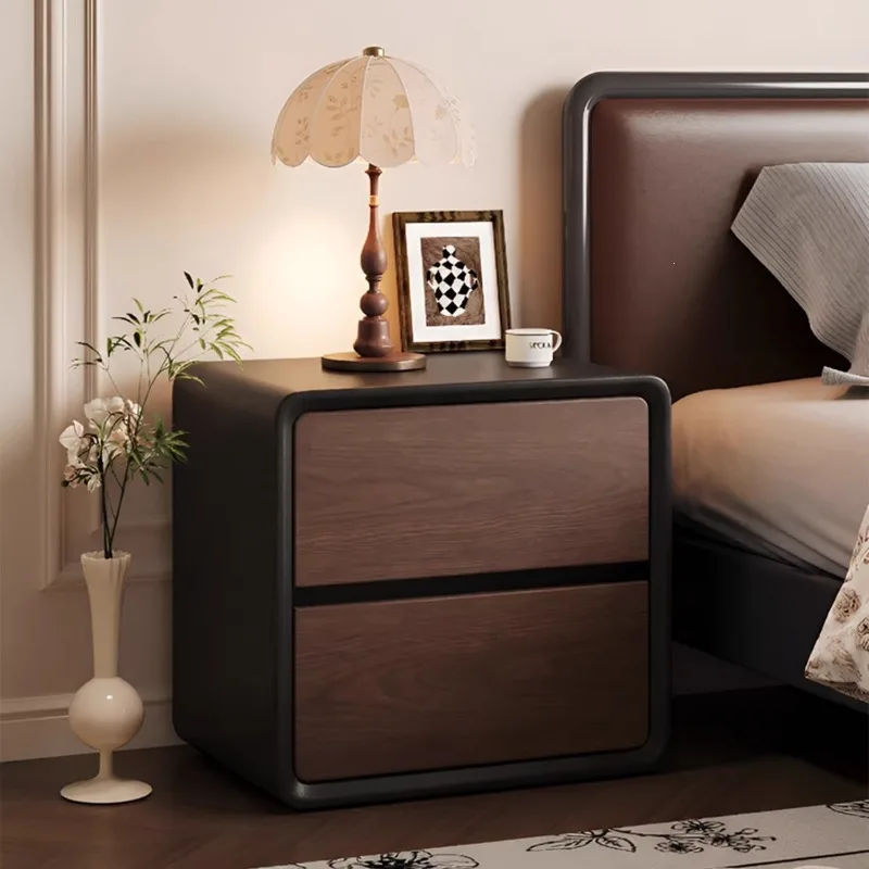 Retro bedside table solid wood home bedroom 2026 new medieval cream wind small