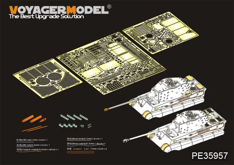 

Voyager Model PE35957 1/35 Scale WWII German King Tiger (Hensehel Turret) Photo Etched Set For HOBBYBOSS 84533