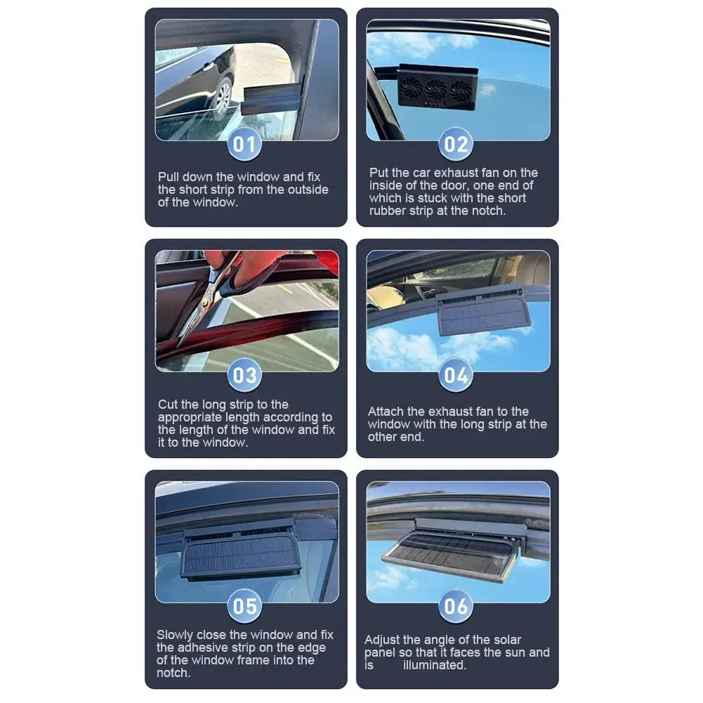 Solar Powered Car Radiator Cooling Fan With 3 Air Outlets Car Window Air Vent Fan USB Powered Auto Ventilation Fan For All Cars view 5