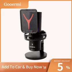 Gooermi GM7 Wired Condenser Gaming Microphone RGB Cool Atmosphere light One Key Mute For Podcasts