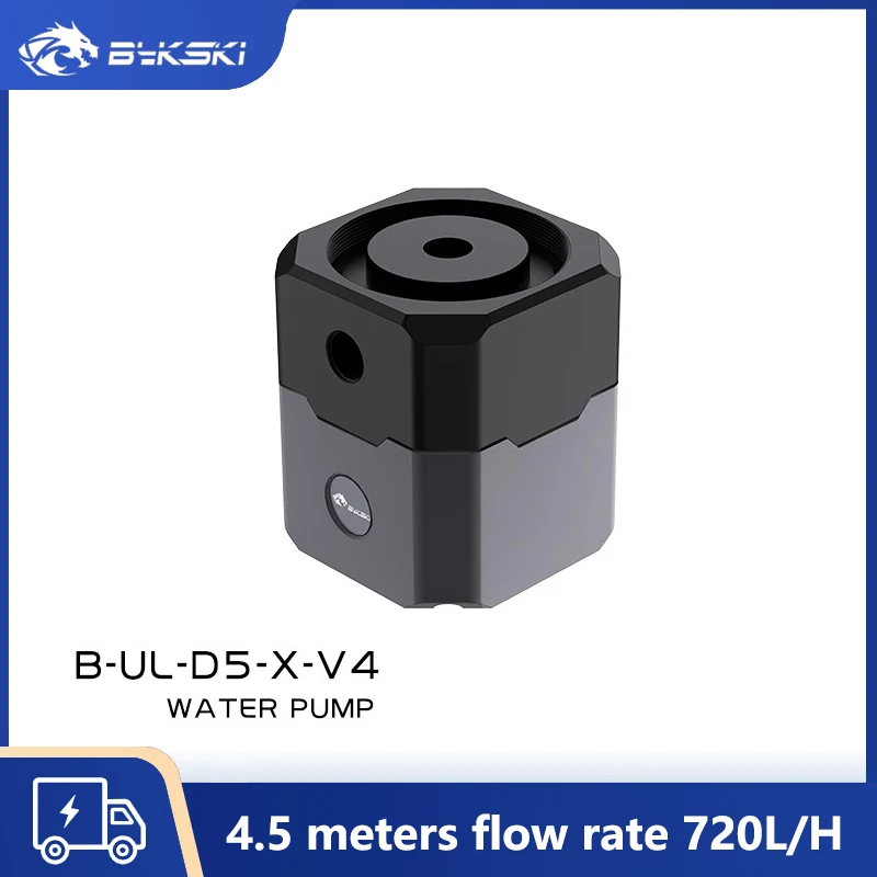 ปั๊มน้ำ Bykski รุ่น Max Flow 750L/H ยกสูง 4.5 เมตร พร้อมระบบควบคุมความเร็ว PWM สำหรับระบบระบายความร้อนด้วยน้ำในคอมพิวเตอร์ รุ่น D5 Pump สำหรับพีซี, B-UL-D5-X-V4