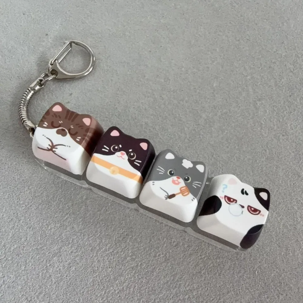 Finger-Tip-Druckknopf Katzen-Fidget-Clicker-Schlüsselanhänger Niedliche Katze Kawaii Katze Mechanische Tastatur Schlüsselring 4-Tasten Kreativ – Detail 3