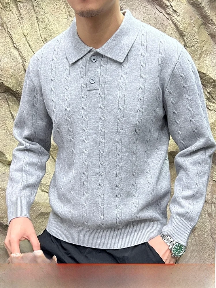 

Мягкий и удобный мужской вязаный свитер с воротником Lazy Sle с цветочным узором, японский ретро 25, новый Sle, повседневная одежда, летняя длинная одежда...