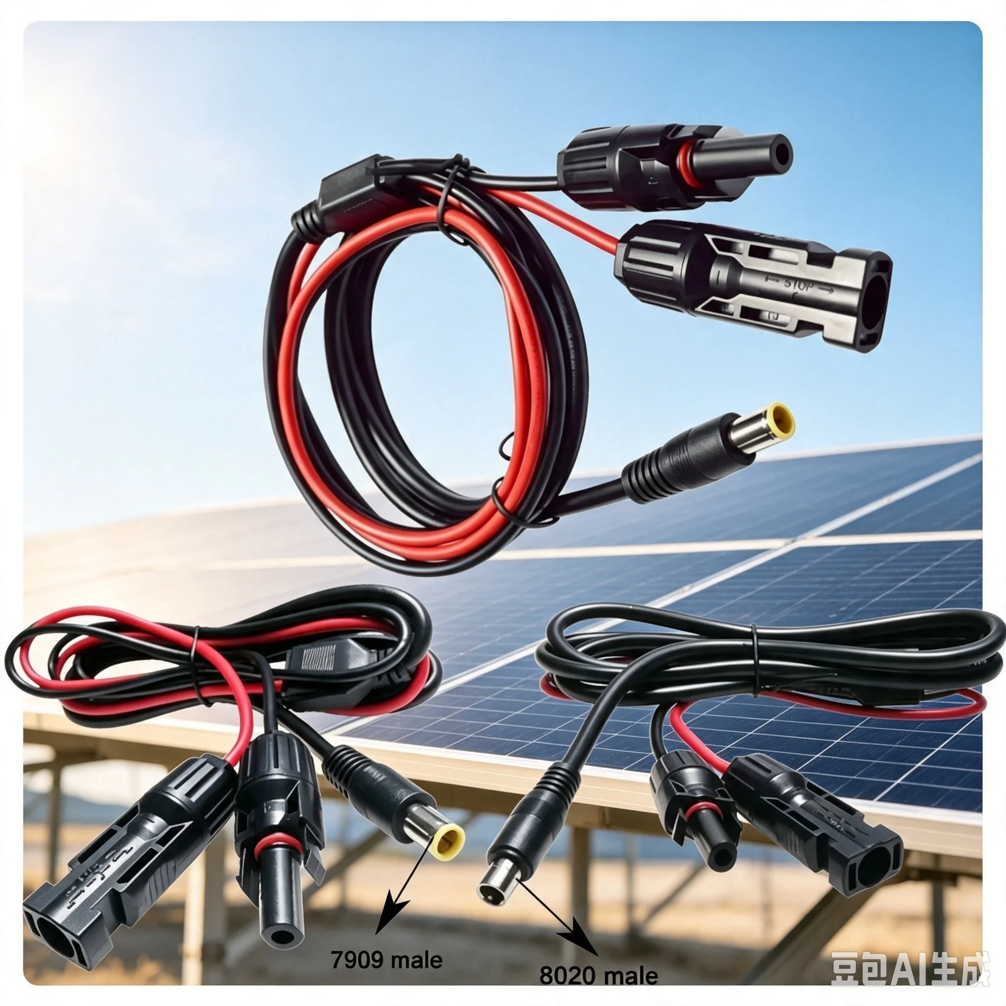 DC7909 DC8020 Male to Solar Connector Charging Cable DC7909/8020 Suitable for Outdoor Power Connection of Shopkeepers 1.8 Meters