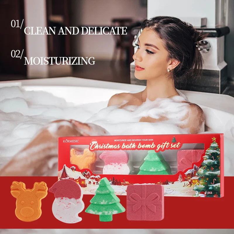 Christmas Bath Bomb Gift Set Cute Shape Body Cleansing Bath and Foot Soak Rich Foam Multiple Scents Holiday Gift for Women