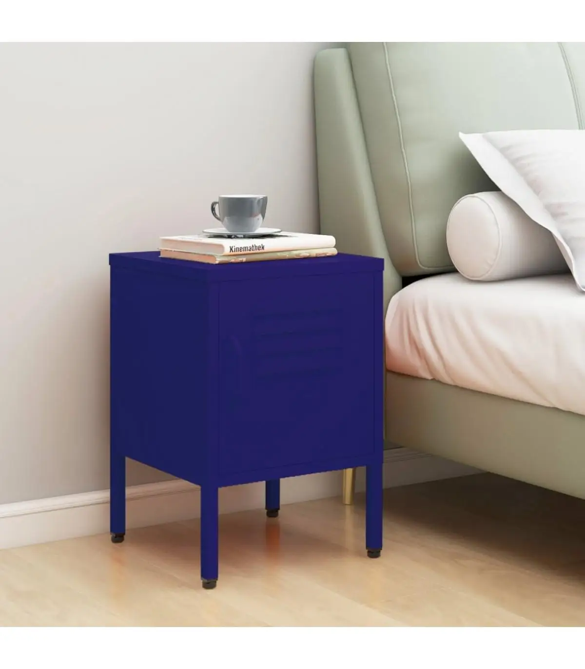 Bedside tables bedside table steel navy blue 35x35x51 cm