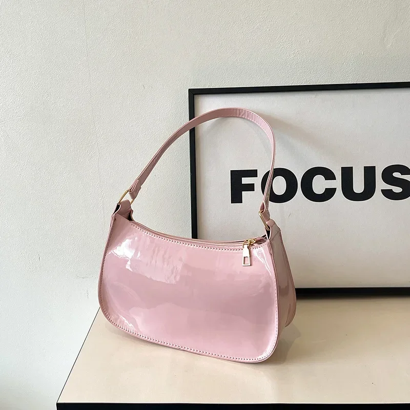 

Retro Solid PU Leather Shoulder Bag Fashion Elegant Women's Handbags Casual Hobos Purses Simple Underarm Bag