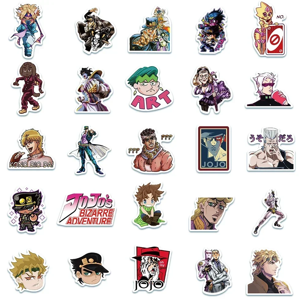 50pcs Anime JoJos Bizarre Adventure Cartoon Stickers for DIY Guitar Suitcase Skateboard Laptop Phone Decals Sticker Kids Toys