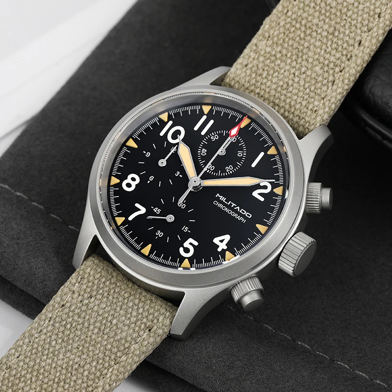 Militado ML1868KF 3 Dial Quartz Watch VK67 Chronograph Movement Luminous Sapphire Glass 100m Waterproof 39mm Military Watches