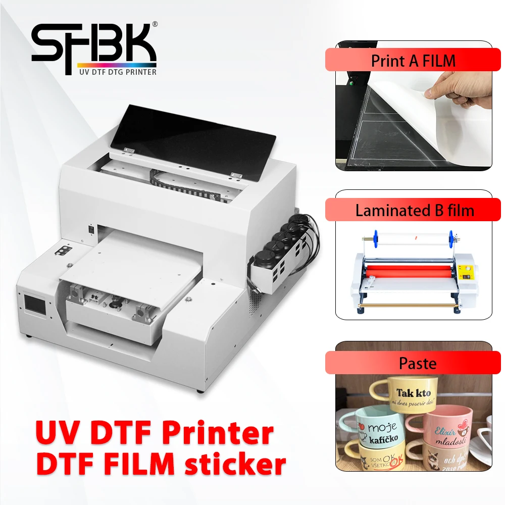UV DTF sticker making machine, A3 A4 UV DTF printer kit including laminating machine and AB FILM UV INK, printing software