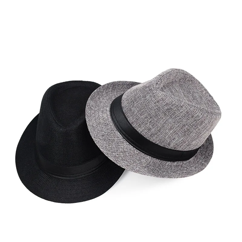 1 szt. Męski i damski kapelusz jazzowy w stylu brytyjskim, lniany, jednolity kolor, cylinder z podwiniętym brzegiem, styl dla par, przeciwsłoneczny, oddychający kapelusz z siateczki.