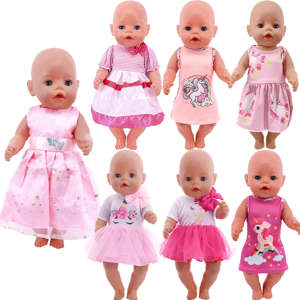 Baby New Born Doll Clothes Fit 17 Inch 43cm Dolls Fashion Mermaid Unicorn Dress Handmade Clothes Accessories Baby Birthday Gifts