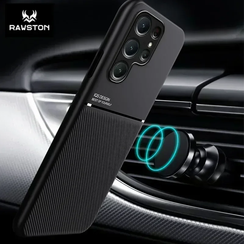 Casing ponsel mobil magnetik, pelindung tahan guncangan lembut logam bawaan untuk Samsung Galaxy S24 Ultra S23 S22 S21 S20 Note 8 9 10 20 Plus