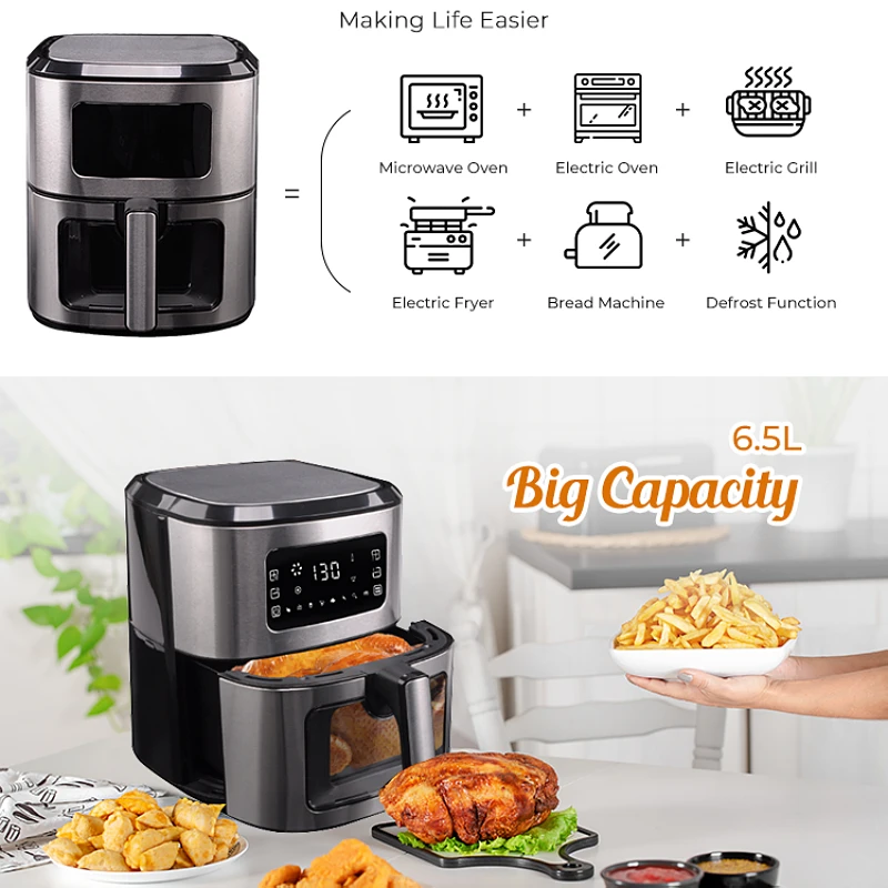 Intelligent No Oil Air Fryer invisible window Home Cooking Fryer Commercial air fryer hot sale verified supplier