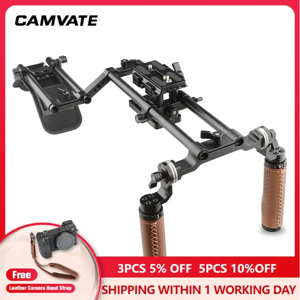 CAMVATE Camera Shoulder Rig With Foam Shoulder Pad & ARRI Rosette Dual Rod Clamp &Handle Grip For DSLR Camera Support System New