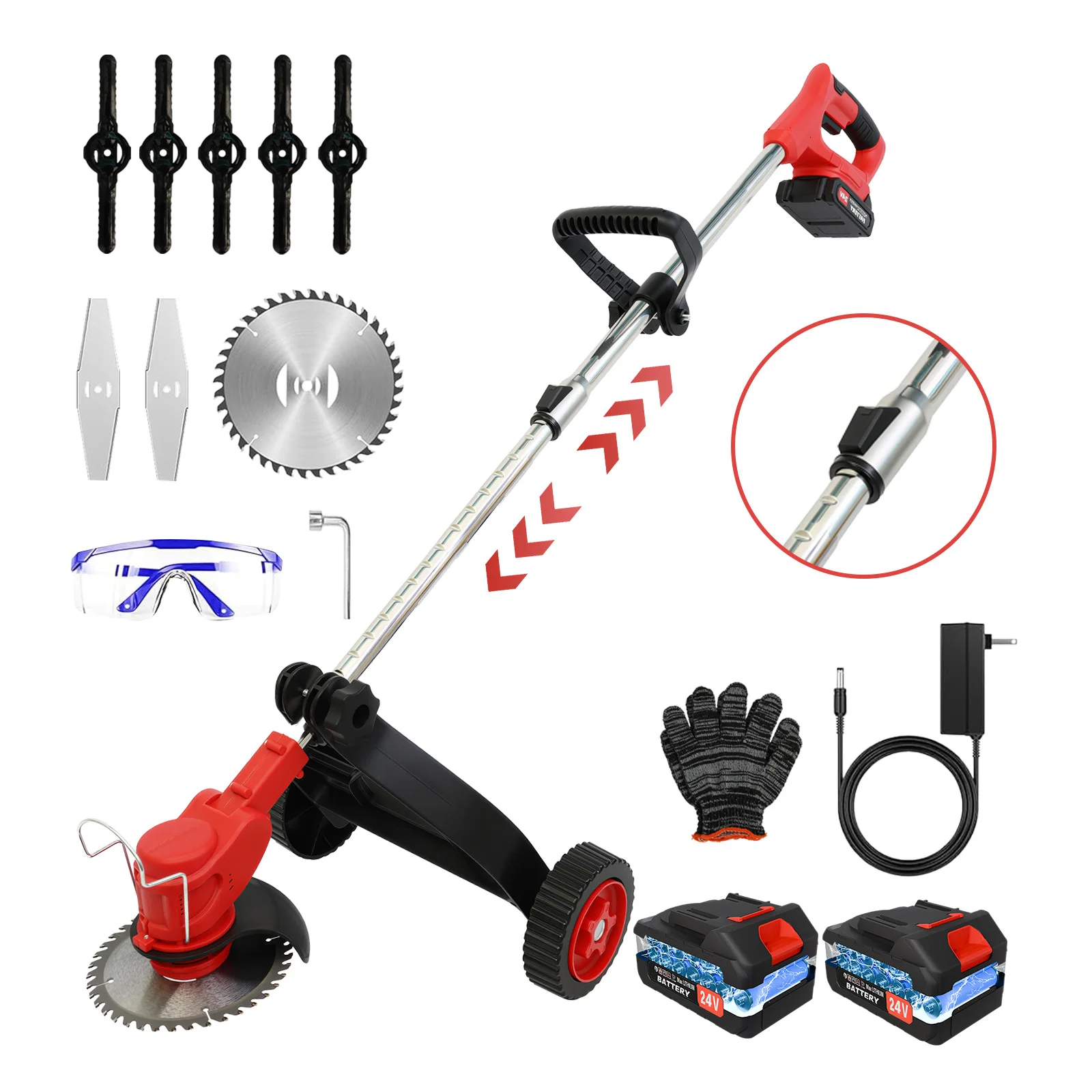 

Electric Cordless Weed Trimmer and Edger 21V with 5C 1.5Ah Lithium Battery and Charger for Lawn Mowers Care and Garden Tools