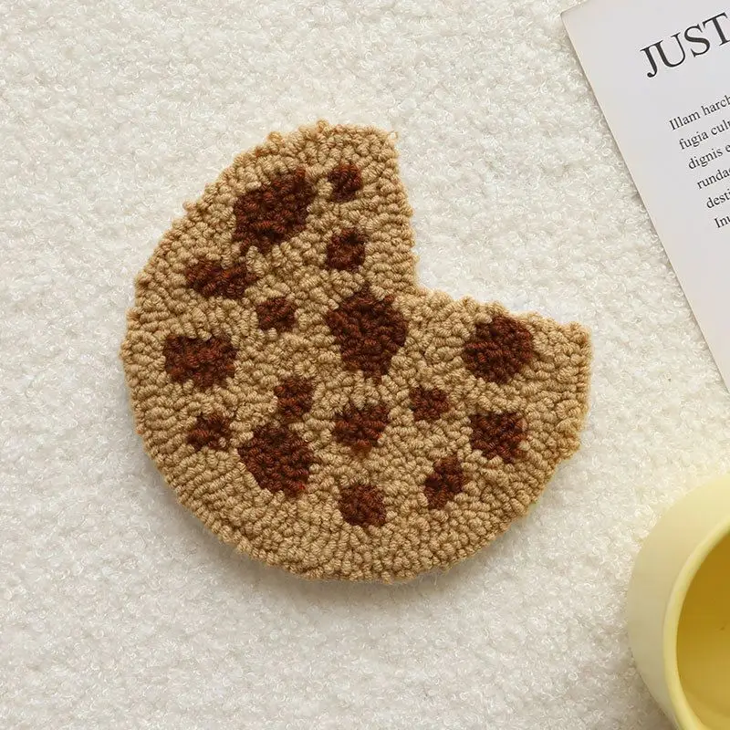 Craft Punch Needle Coasters Kit Easy Wool Poke Magic Needle Embroidery Set Making Tufted Mug Rug Pads Coaster for Adult Beginner