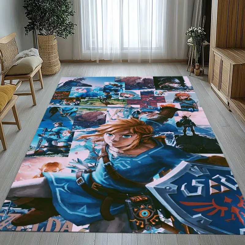 Classic Game Z-Zelda Hylian Crest Link Non-Slip Large Area Rug for Living Room,Bedroom Playroom Carpet Mat for Sofa,Home Decor