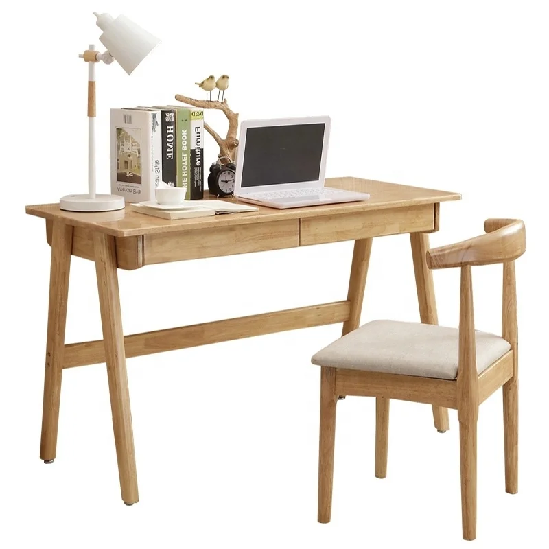 &Home Office or Bedroom Corner Kid Study Writing Table Wooden White Furniture Modern Desk with Drawers